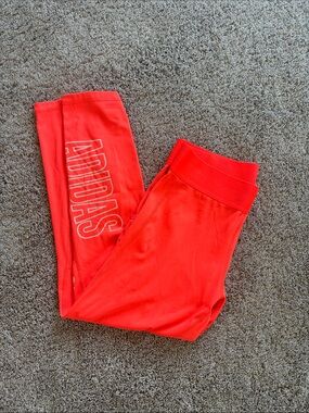 adidas Bright Red Girls' Logo Leggings